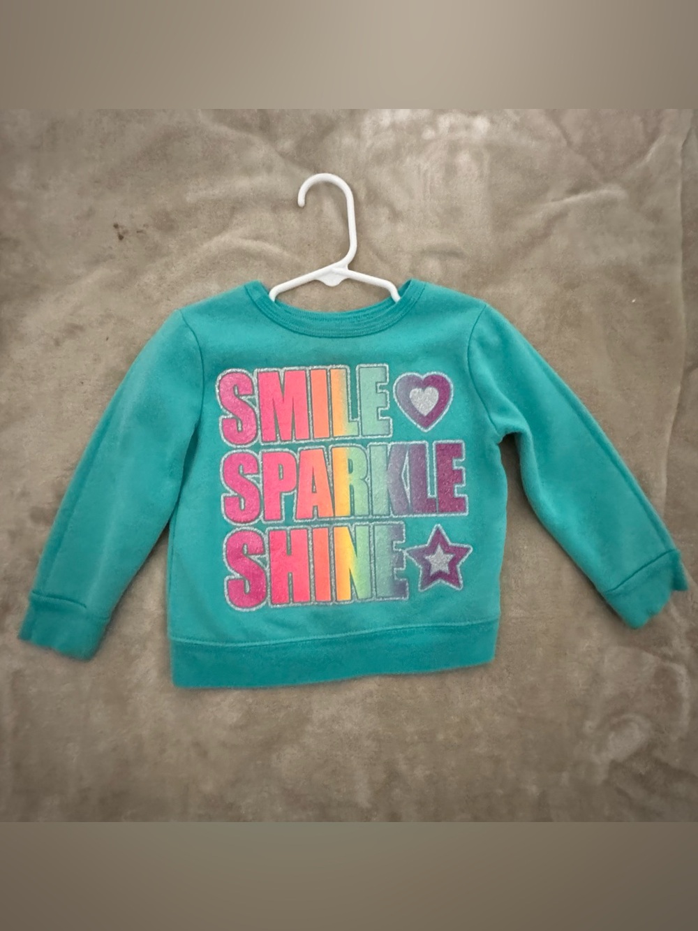 Garanimals Teal 'Smile Sparkle Shine' Rainbow Graphic Sweatshirt